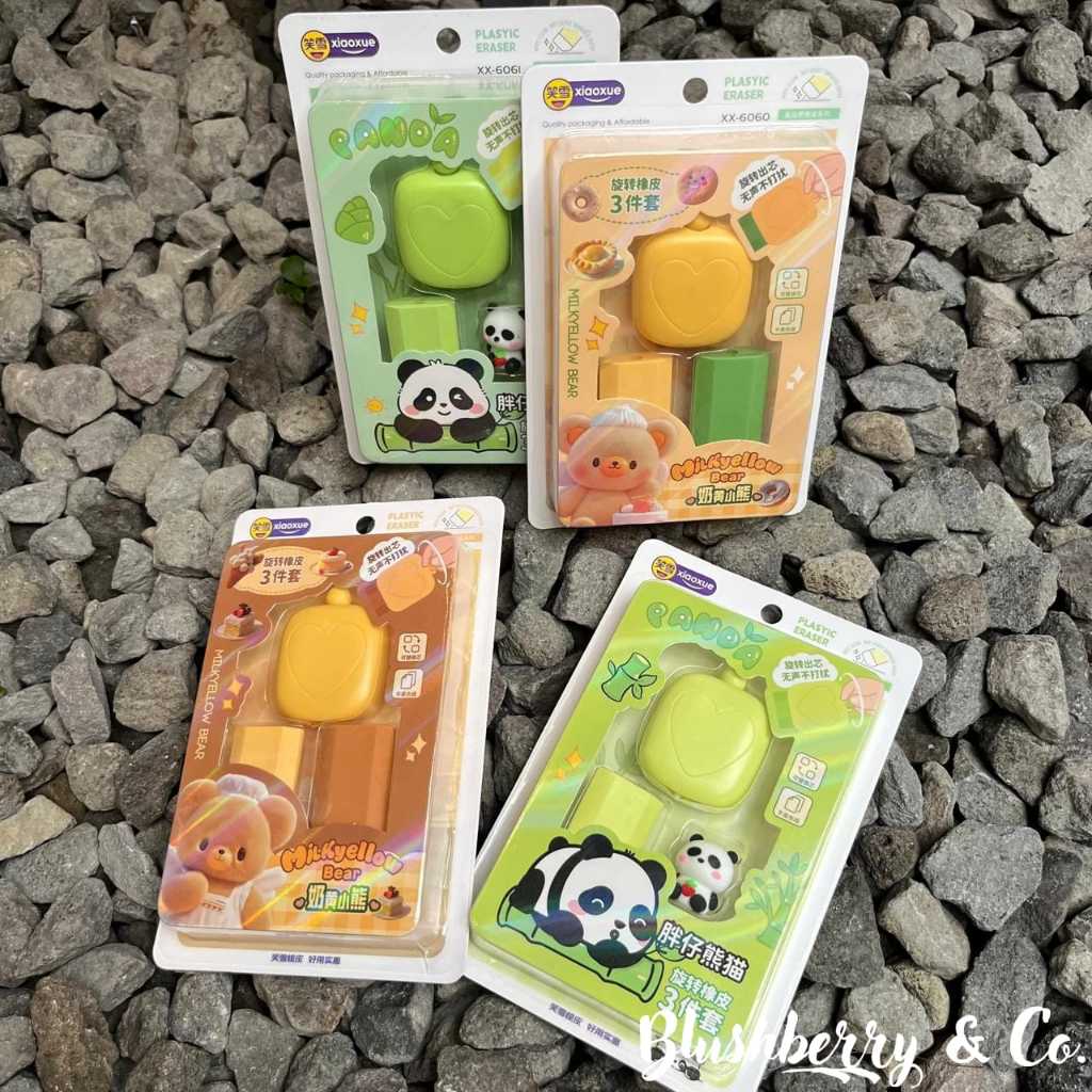 PENGHAPUS LUCU AESTHETIC - Penghapus Slider Set - PANDA & BEAR