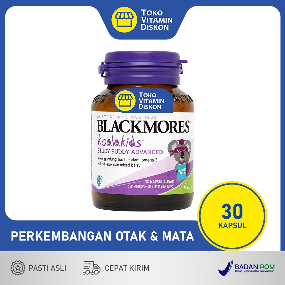 BLACKMORES KOALA KIDS STUDY BUDDY ADVANCE 30 TABLET | Omega 3, Fish Oil, Minyak Ikan, DHA, EPA, Anak
