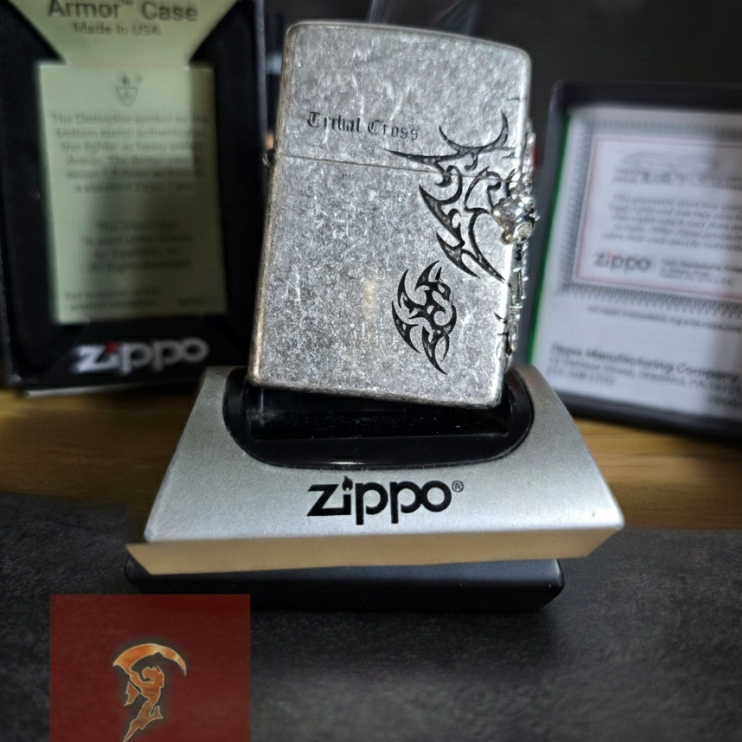 ZIPPO ORIGINAL CROSS TRIBE SILVER VINTAGE LOOK EDITION MADE IN USA