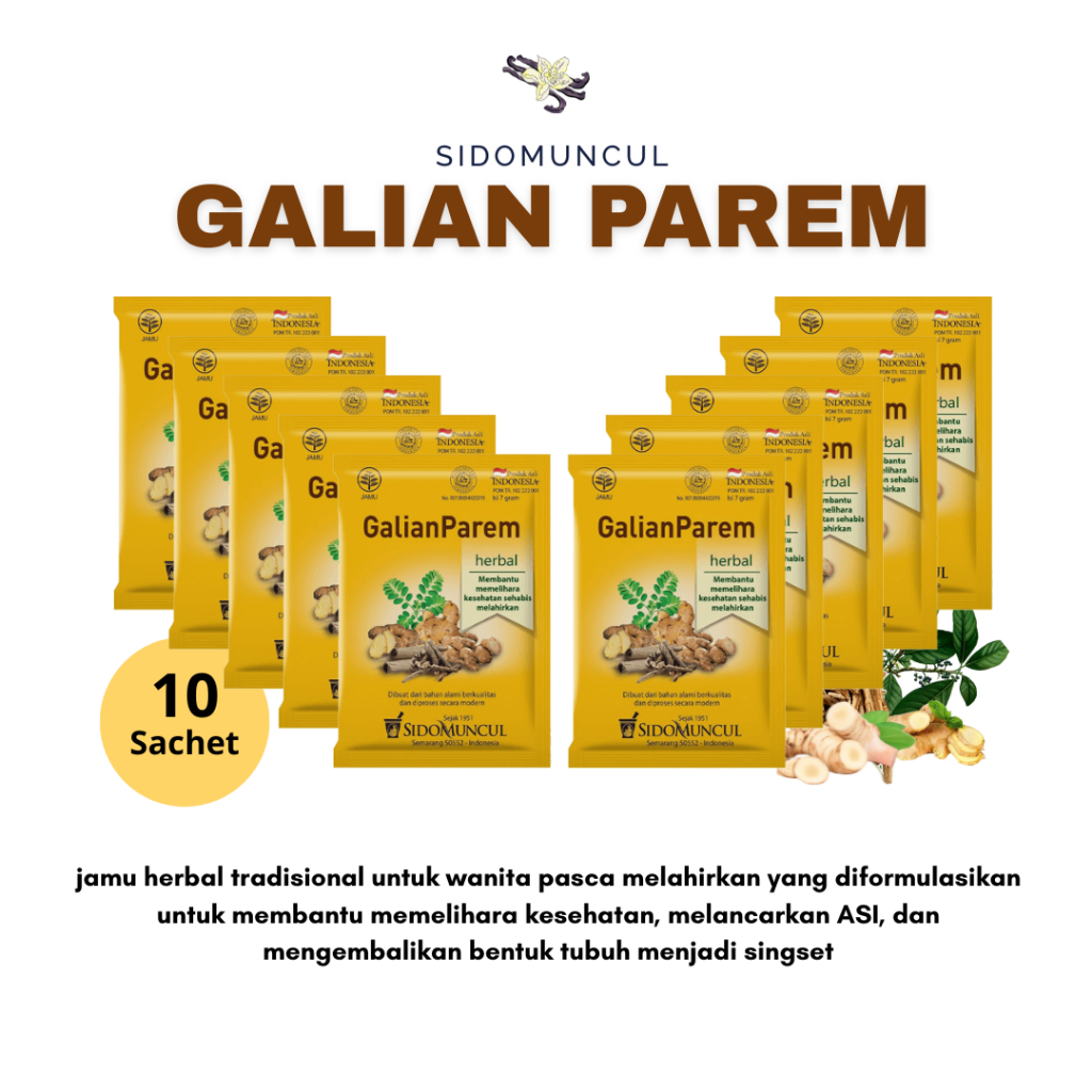 Galian Parem Sidomuncul Sido Muncul 10 Sachet Temulawak Kencur Lempuyang Wangi Pulosari Kayu Rapet J