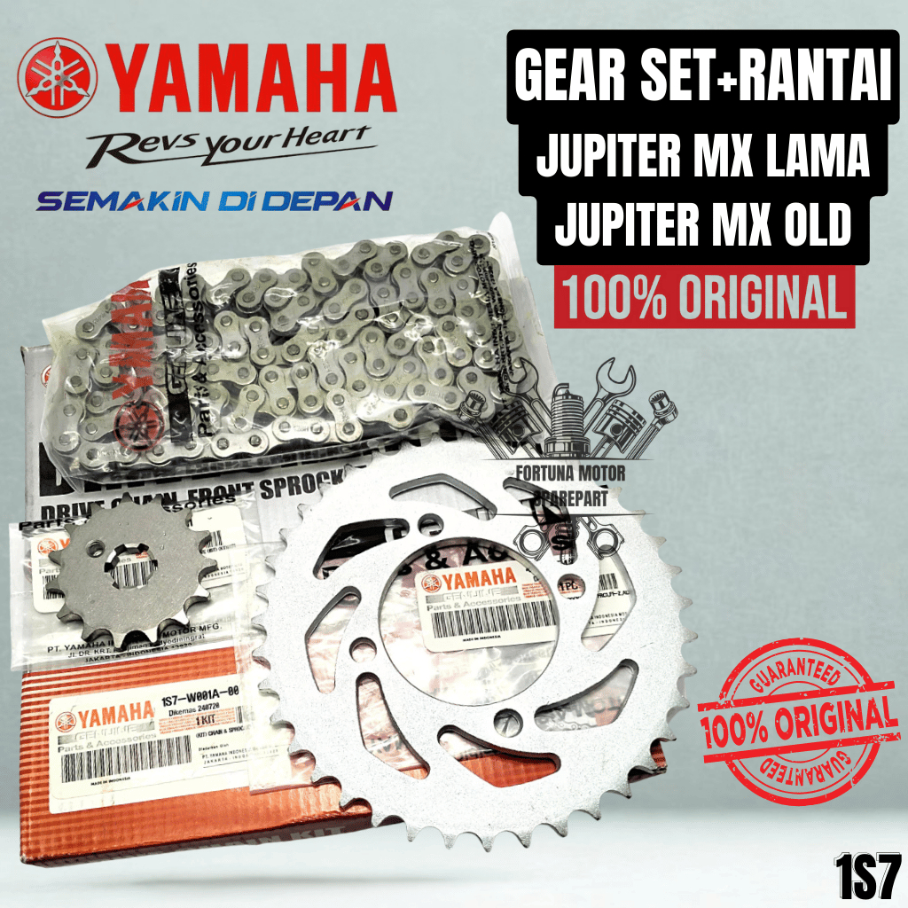 ORIGINAL GEAR SET+RANTAI 1S7 YAMAHA JUPITER MX LAMA , JUPITER MX OLD KUALITAS 100% ASLI YAMAHA YGP