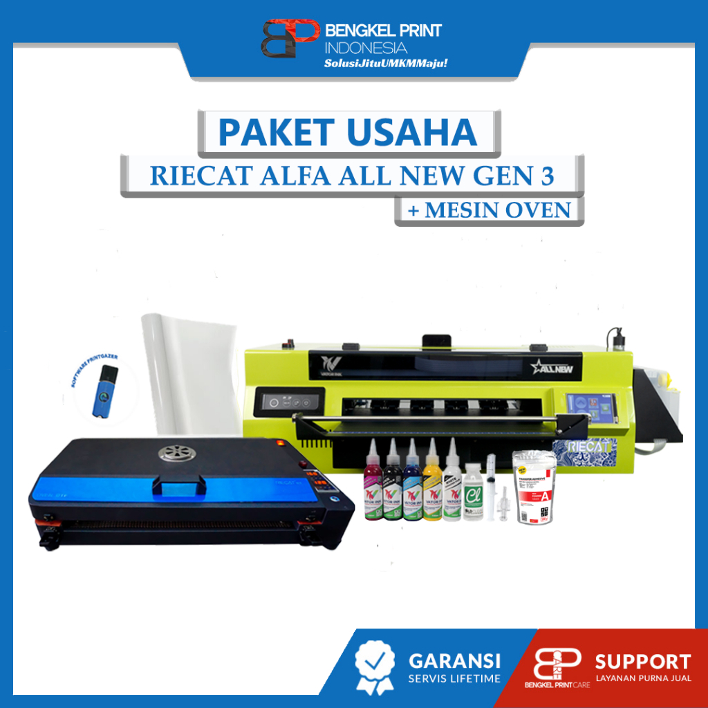 Paket Usaha Sablon DTF | Paket Mesin Riecat Alfa All New Gen 3 + Mesin Oven