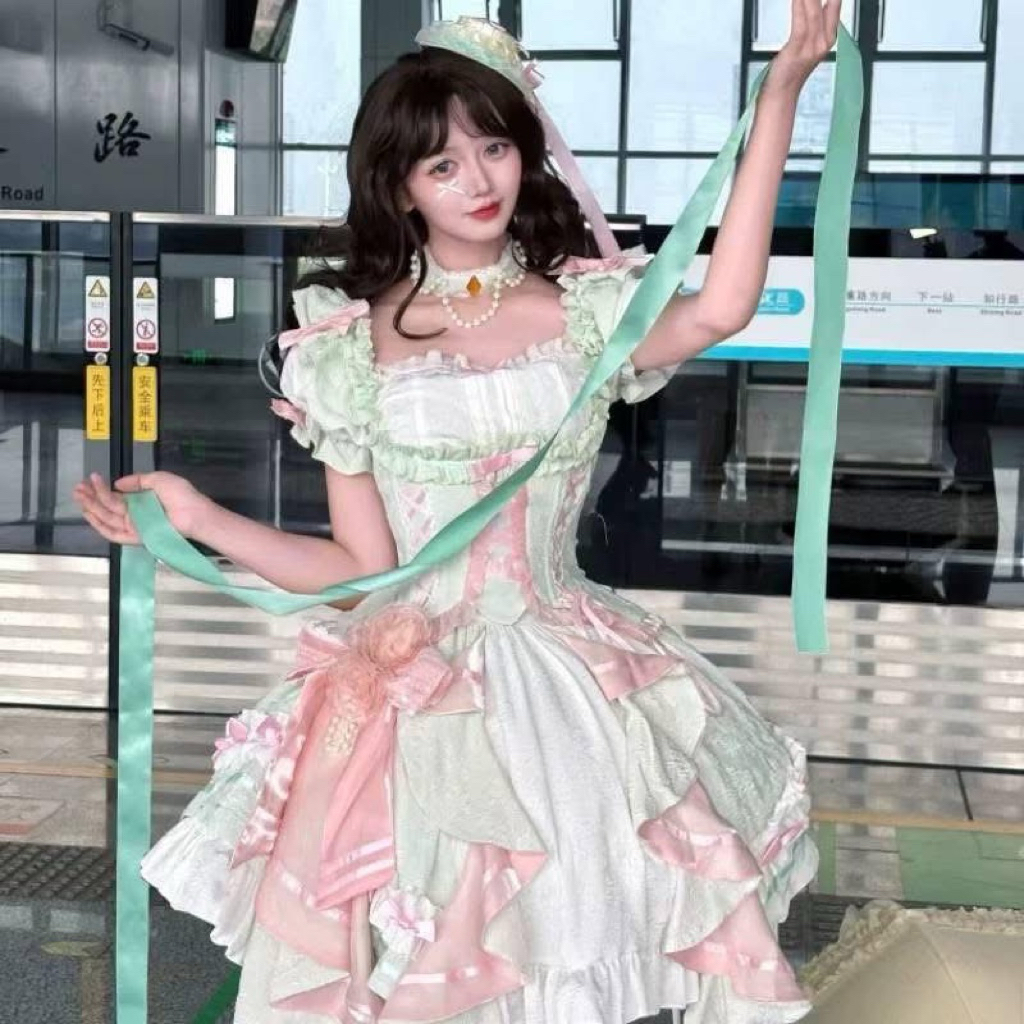 Spring Rose Lolita Dress Korset Coquette Set dress