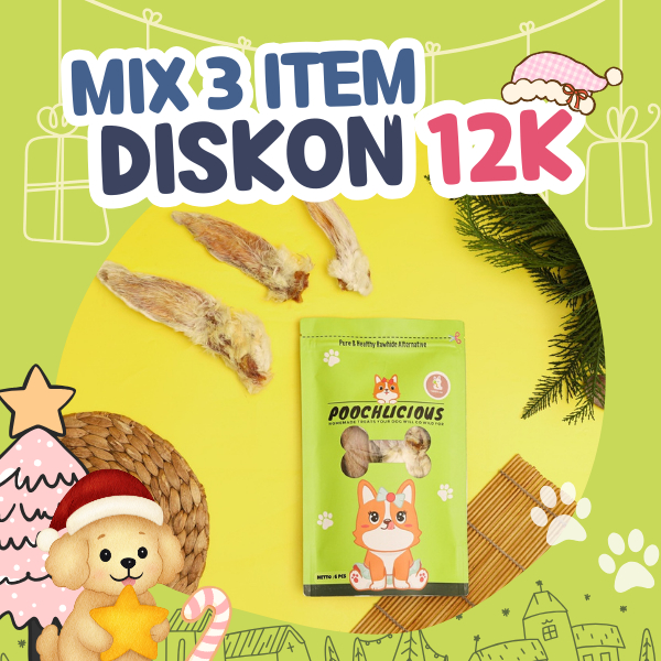 Poochlicious Rabbit Ear / Kuping Kelinci / Cemilan Gigitan / Dog Snack / Cemilan Anjing / Snack Anji