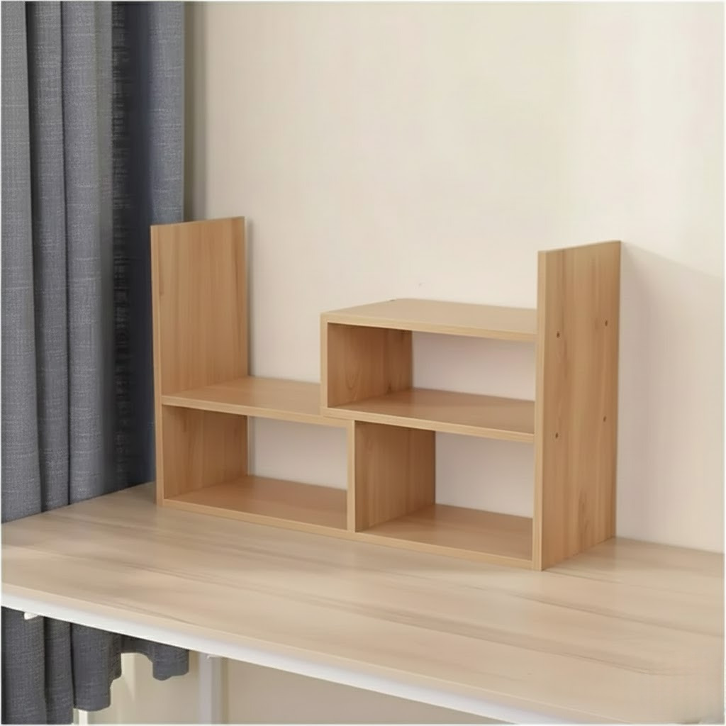 Rak Buku Meja Belajar Meja Kantor Rak Kayu Pinus Aesthetic Serbaguna