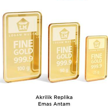 REPLIKA LOGAM MULIA EMAS ANTAM 1 GRAM - 100 GRAM AKSESORIS MAHAR AKRILIK EMAS SATUAN
