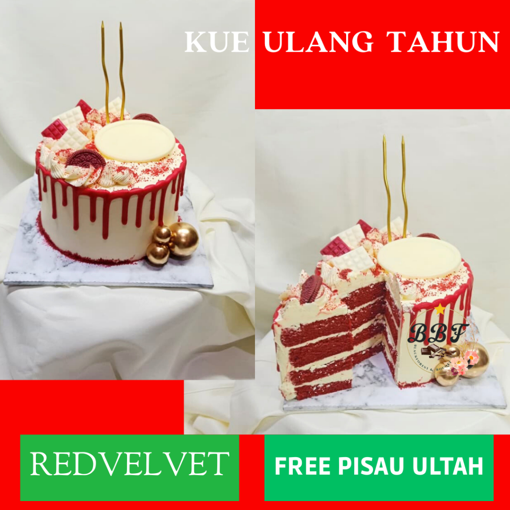 Kue Ulang Tahun Redvelvet / Cake Ulang Tahun / Birthday Cake / Cake ultah / Blackforest