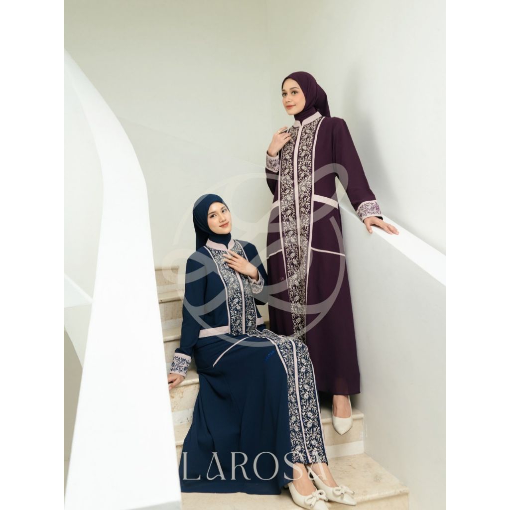 SET GAMIS LAROSA P12.118 ORIGINAL  / GAMIS ABAYA LAROSA BORDIR SET KERUDUNG  /  DRESS LAROSA BORDIR 