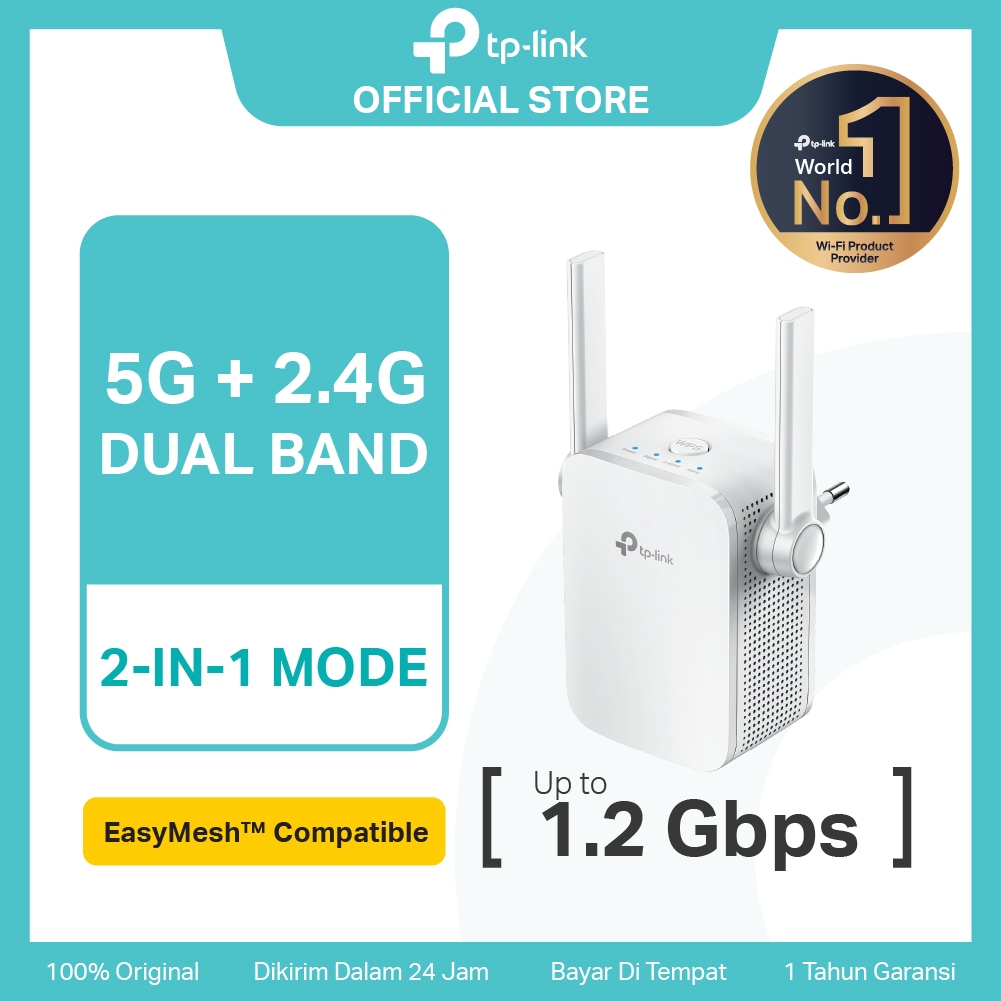TP-Link RE305 | AC1200 WiFi 5 Extender | Penguat Sinyal | Repeater | Dual Band | Mesh | Access Point