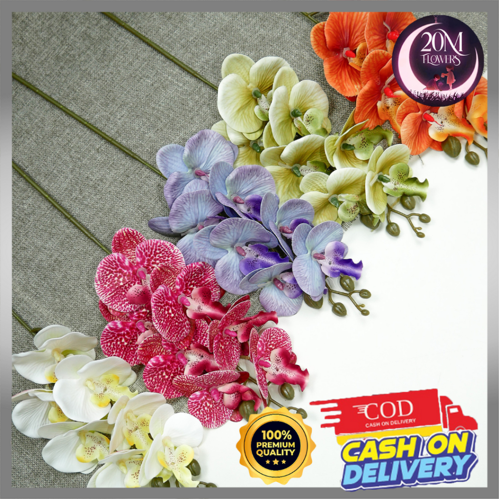 Anggrek Bulan  Latex X7 Bunga  Anggrek Hiasan Rumah Tangkai Panjang Palsu Orchid Cymbidium Flower Im