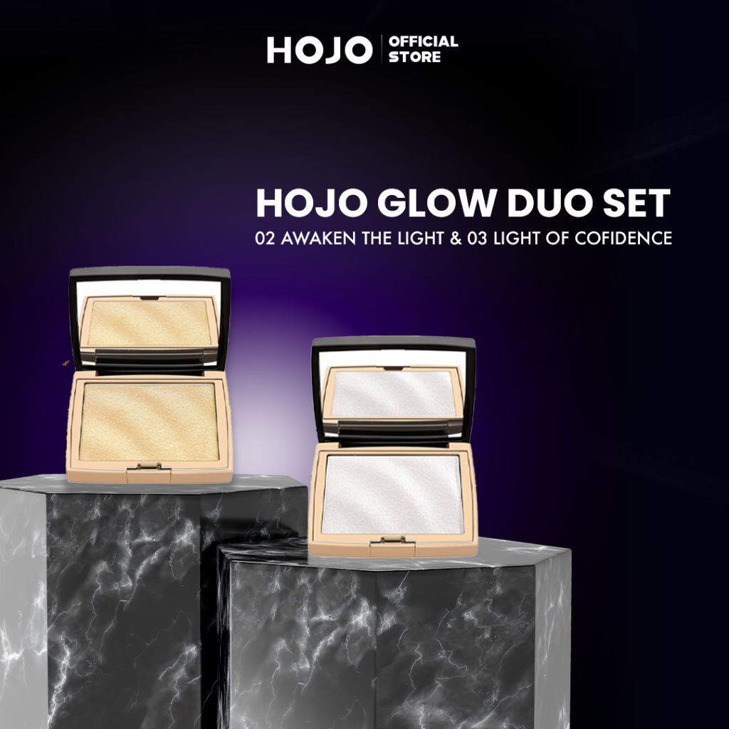 HOJO GLOW DUO SET | Gold & Silver |HOJO Highlighter Palette | Waterproof Highlighter Glitter Makeup 