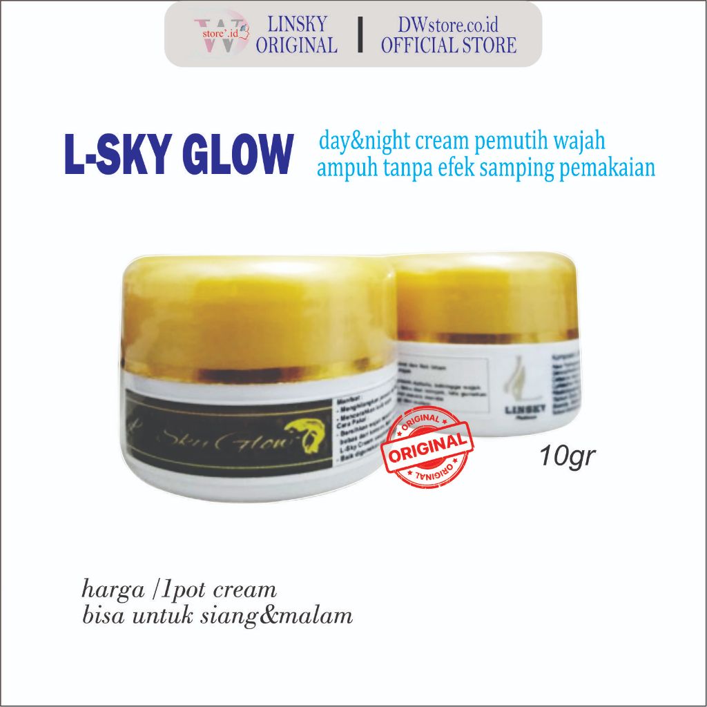 L-SKY GLOW / LINSKY KEMASAN BARU ORIGINAL cream perawatan wajah aman tanpa efek samping / whitening 