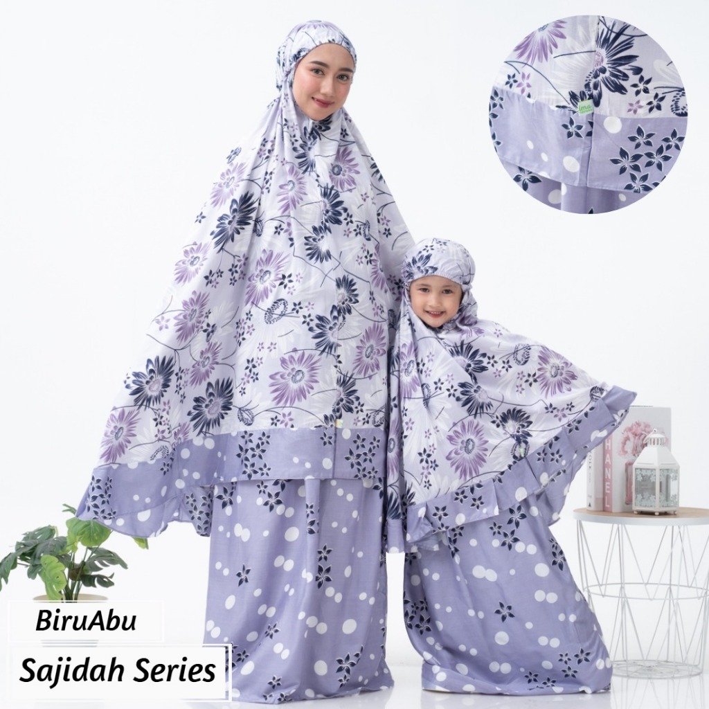 MUKENA SAJIDAH | {dijual terpisah} Couple Ibu & Anak | Mukena Bahan Rayon Handprinting, Lembut