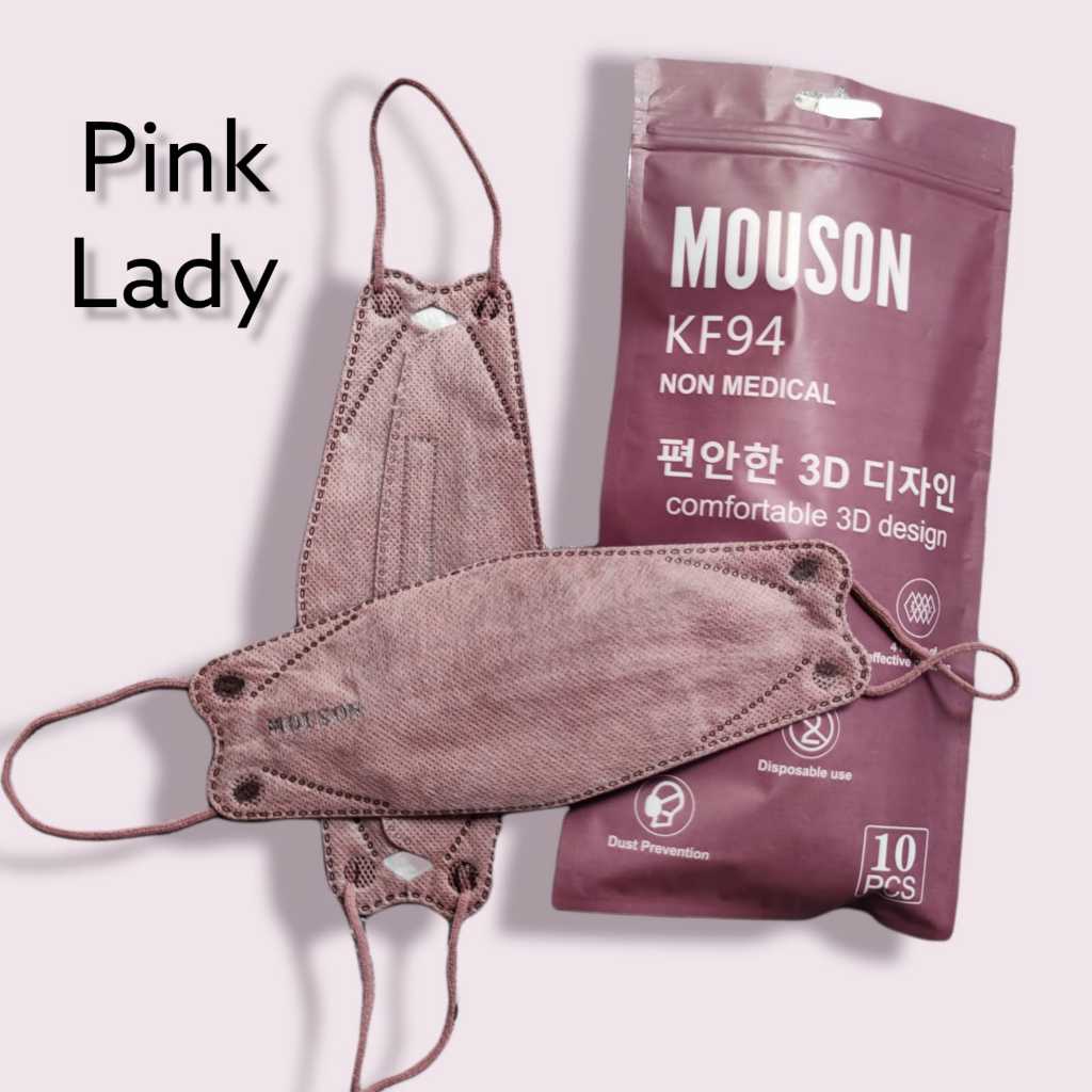 MOUSON Masker KF94 Earloop Dewasa - Isi 10pcs Pink Candy Lady