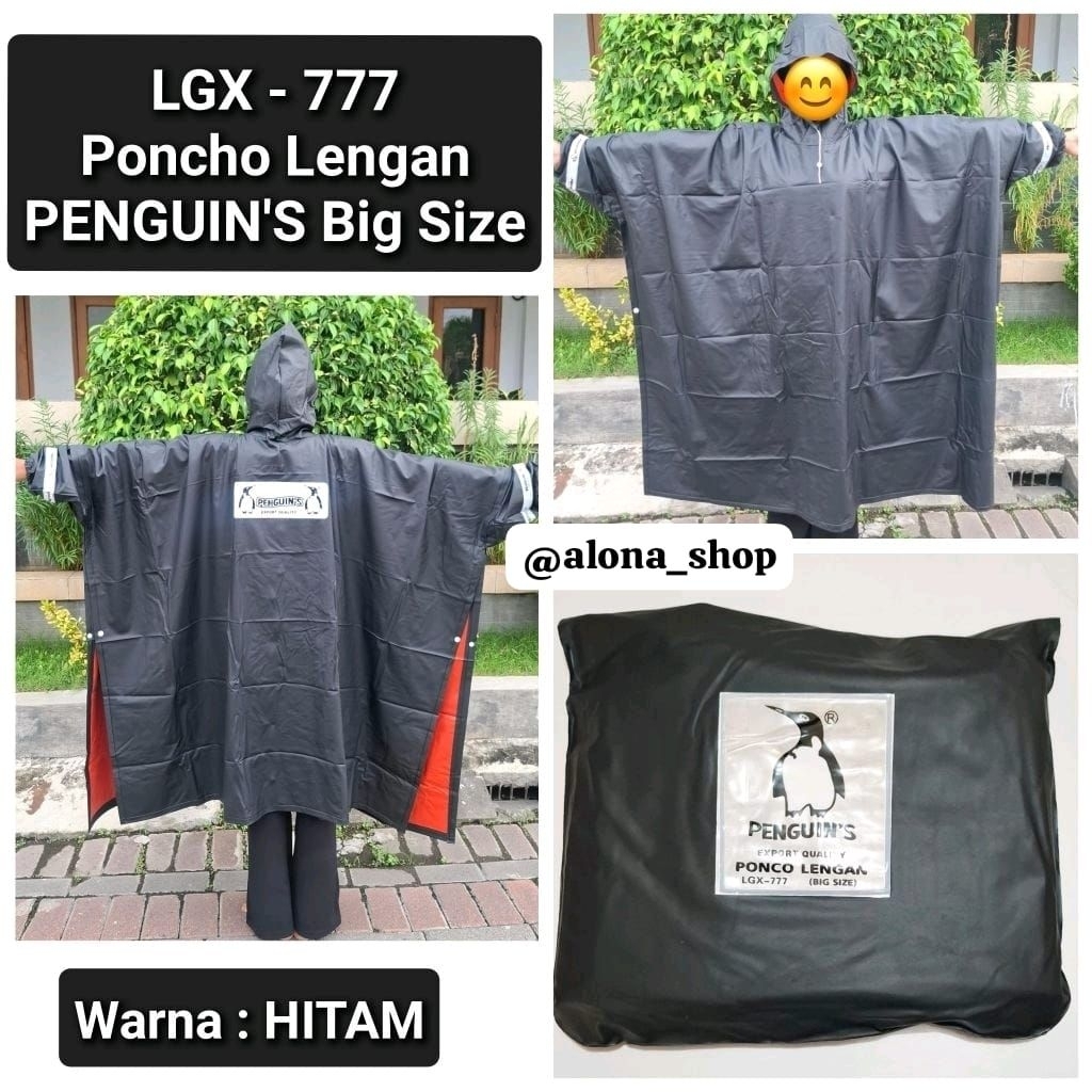 ( LGX-777 Penguins )Jas Hujan Dewasa Ponco Lengan | Jas Hujan Poncho Penguins Lgx 777