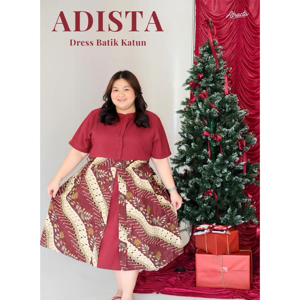 ATRACTIV Dress Batik Natal Jumbo LD120 LD130 LD135 LD142 Dress Katun Jumbo Dress Batik Big Size Adis