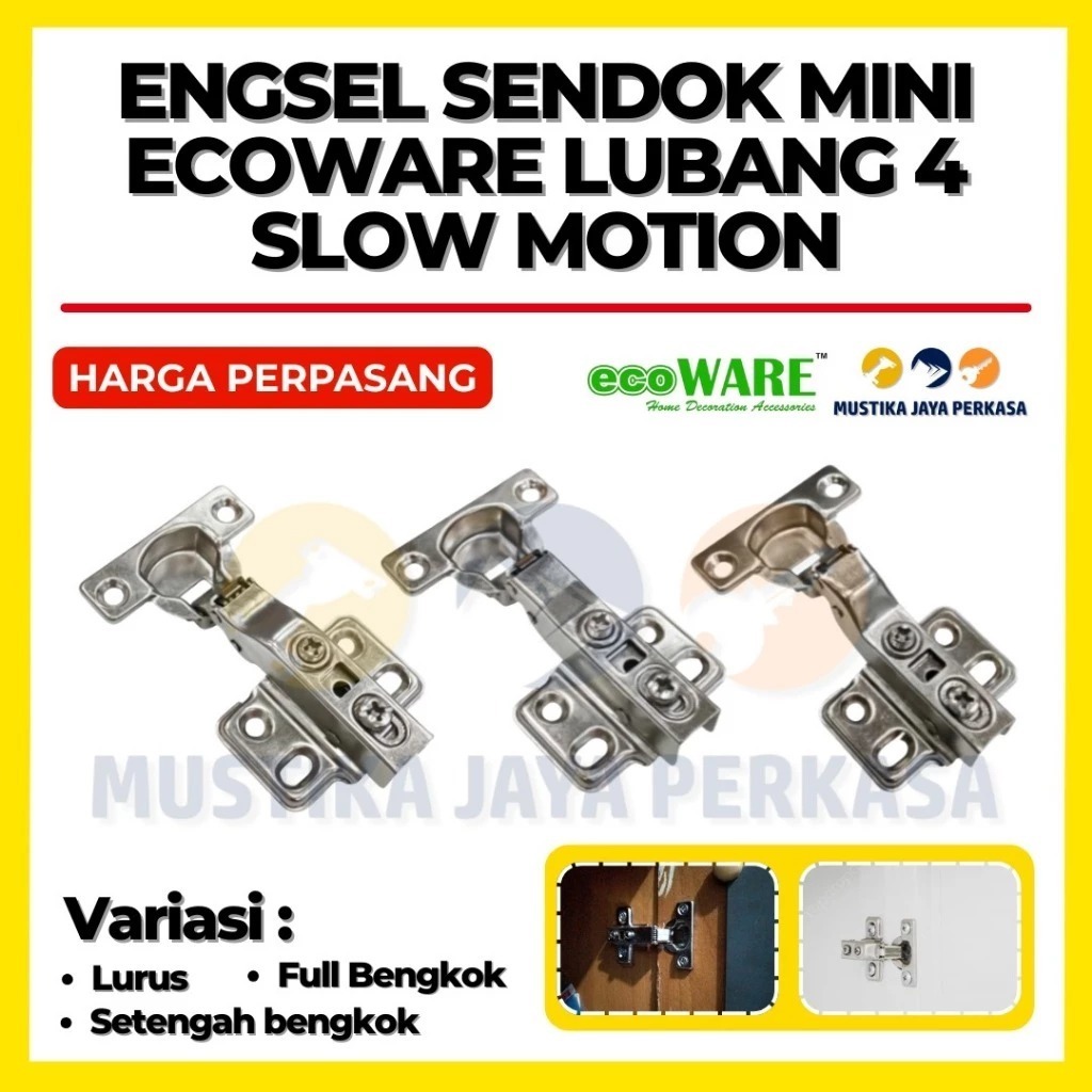(HARGA SEPASANG) Engsel Full Bungkuk Engsel Sendok Mini Ecoware SLOW MOTION