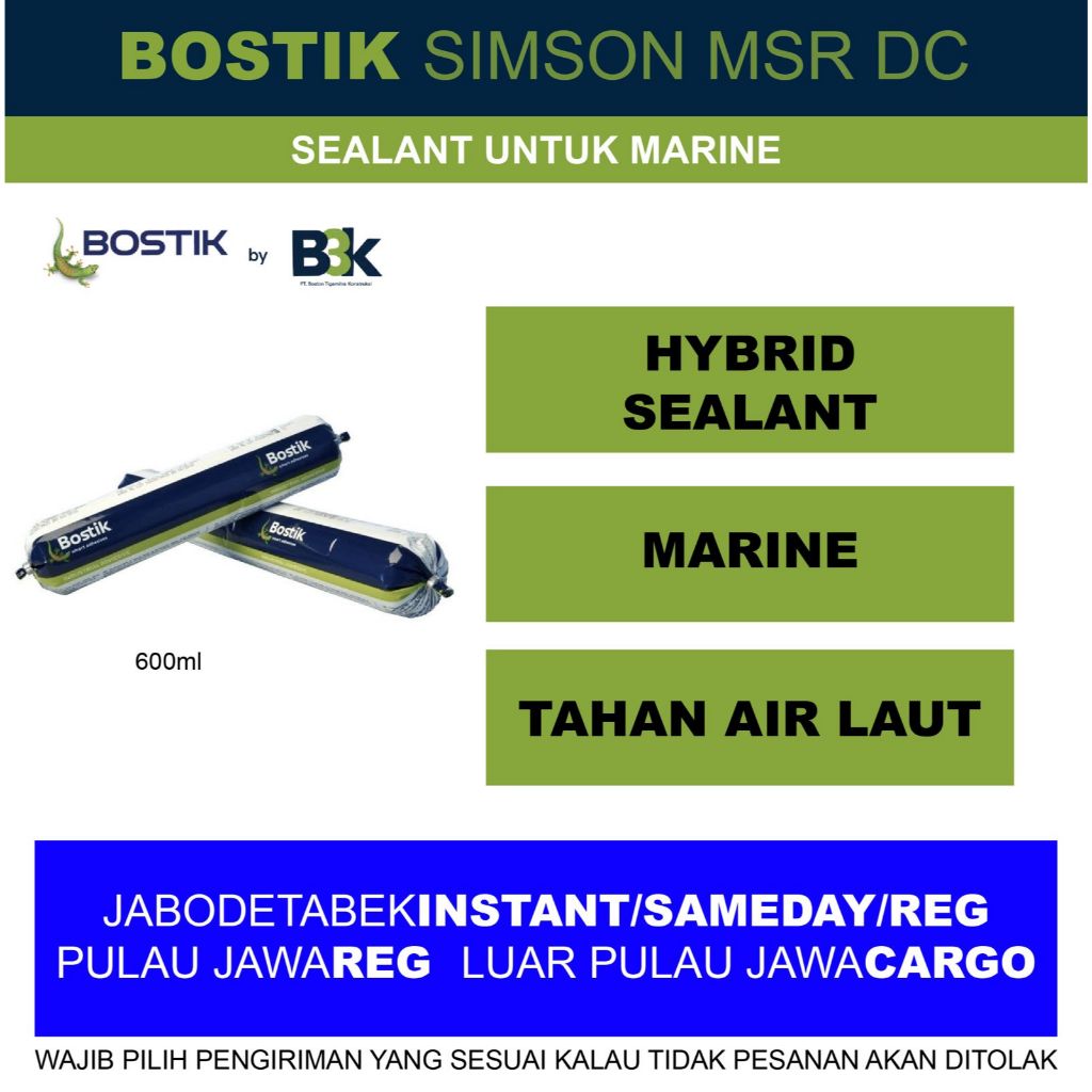 Bostik Simson MSR DC Sealant Marine Tahan Air Laut Lem Kapal 600 ml Black