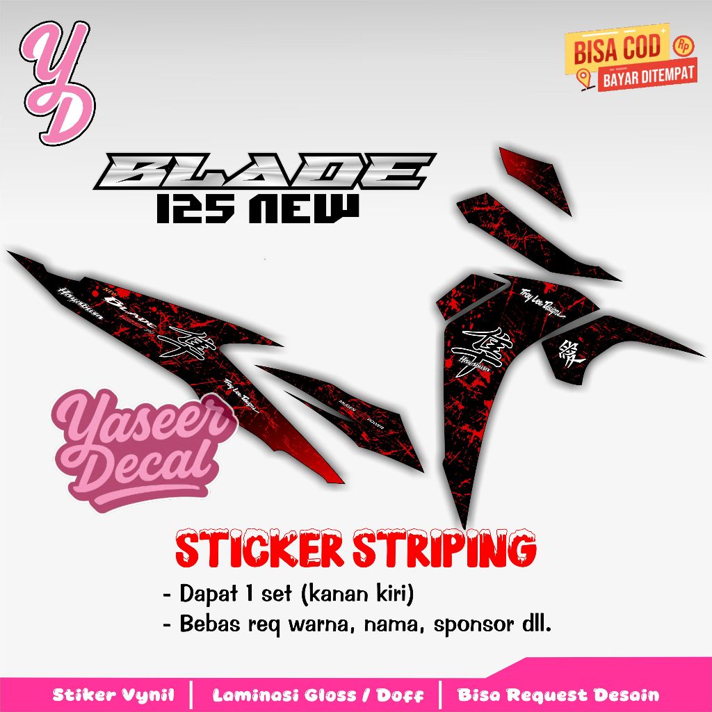 Striping Blade 125 New - Stiker Sticker Striping Variasi Lis Honda Blade 125 New - Striping Hologram