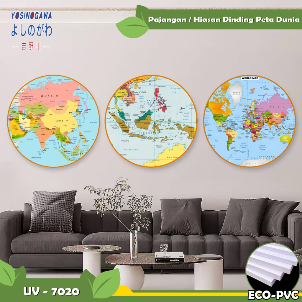 YOSINOGAWA-PAJANGAN/HIASAN DEKORASI DINDING PETA DUNIA