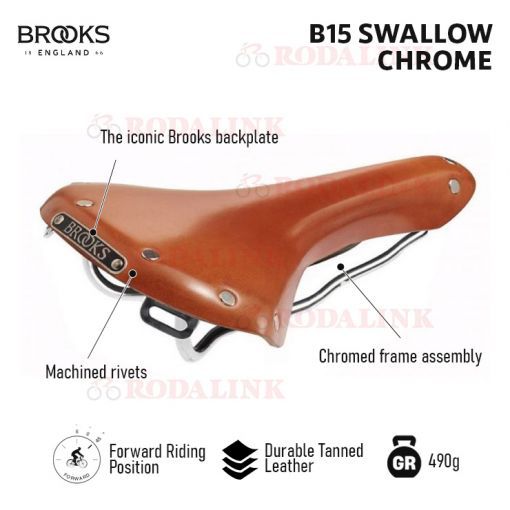 Brooks Sadel Sepeda B15 Swallow Chrome