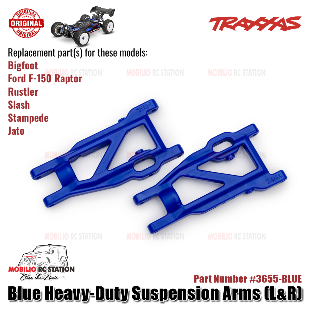 Traxxas Part #3655-BLUE Blue Heavy-Duty Suspension Arms L&R for RC Bigfoot Ford F-150 Raptor Rustler