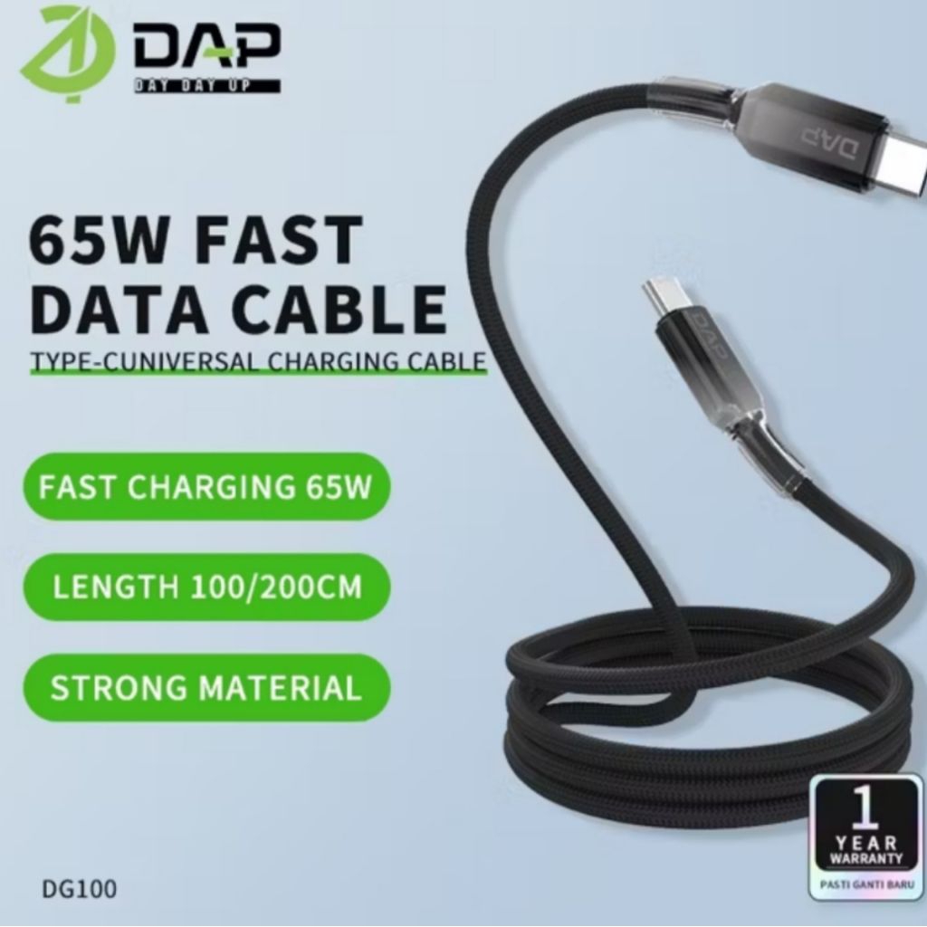 DAP DG100 Data cable PD65W TYPE C Cable Data Fast Charging, Gradien Cable 100cm