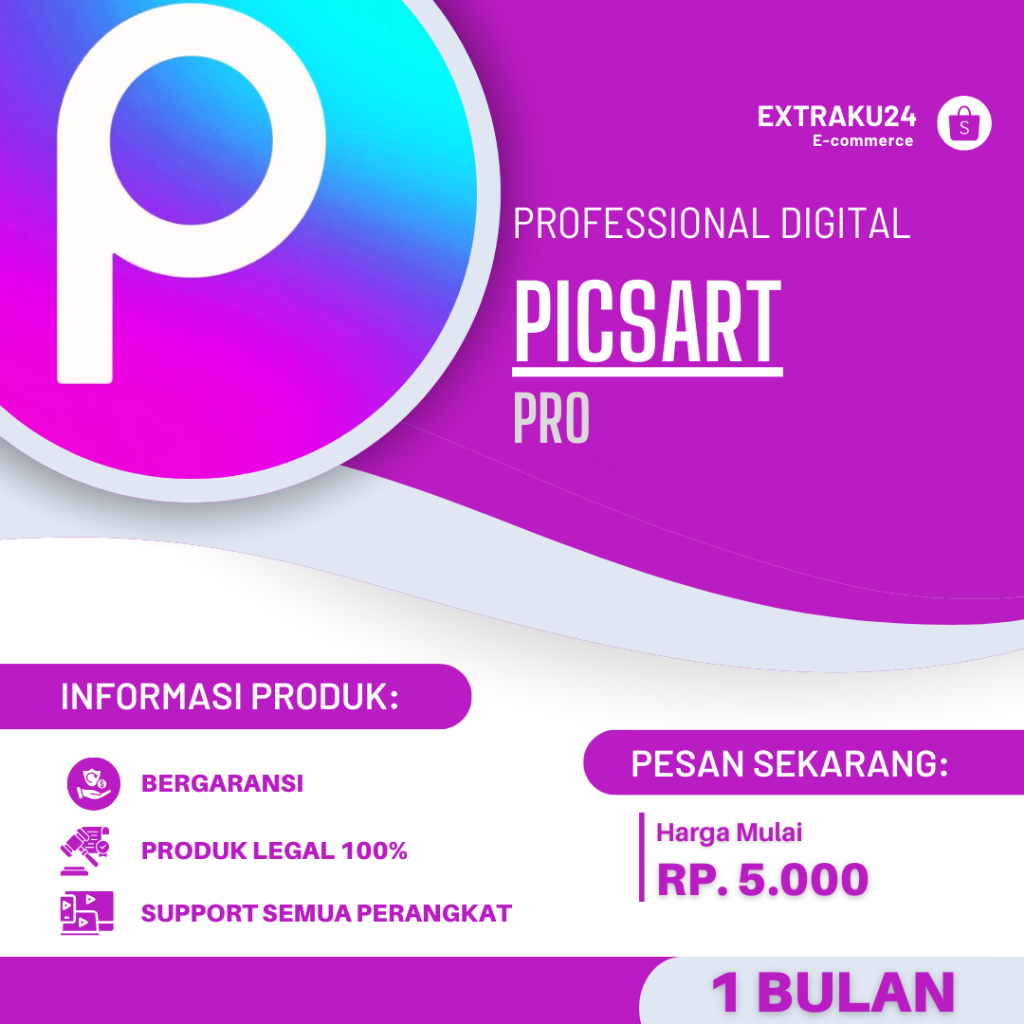 PicsArt PRO Gold - Edit Foto & Video Profesional 1 Bulan Penuh