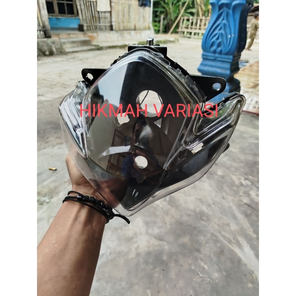 Reflektor Plus Mika Kaca Lampu Depan Satria FU Barong Custom Dudukan H4