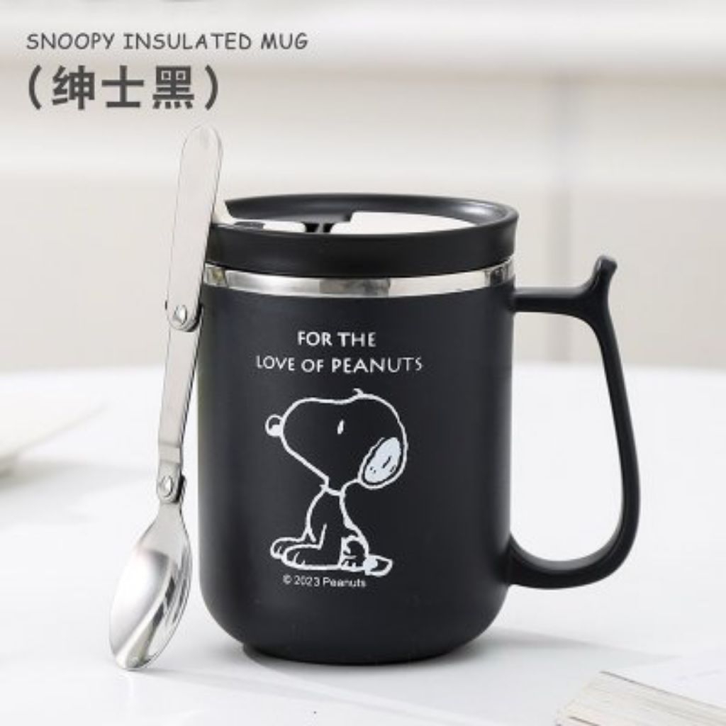 Gelas stainless Snoopy tahan panas dingin kopi susu teh sirop boba air bisa utk hadiah selain kasih 