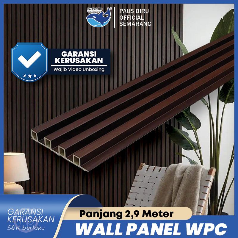 Paus Biru - WPC Wall Panel Dinding Premium 2,9 Meter Wood Panel PVC Dekorasi Rumah Aesthetic