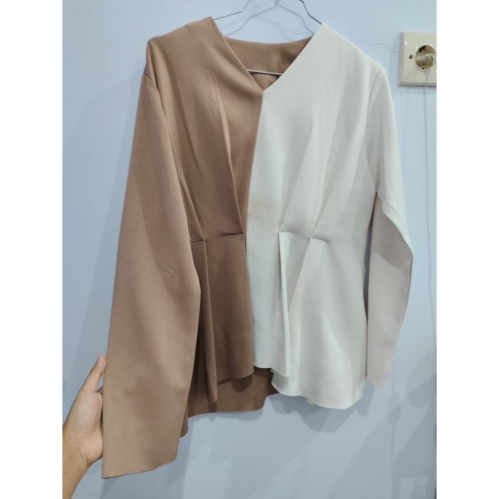 PL blouse two tone minus kotor noda