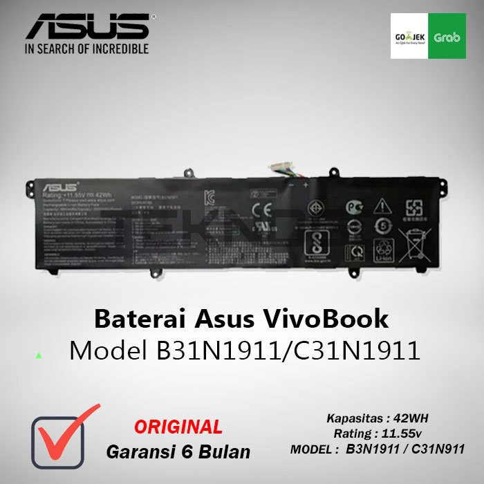 Baterai Asus Vivobook M1402 M1402Z M1402ZA M1402 M1402I M1402IA C31N1911 B31N1911 Original