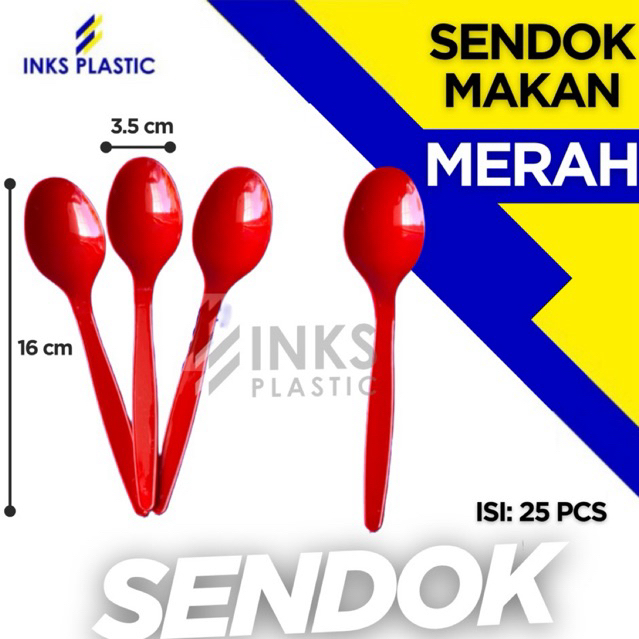 SENDOK MAKAN PLASTİK WARNA MERAH TEBAL PREMIUM