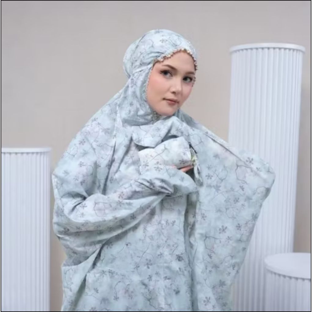 Mukena Terusan Travelling Dewasa Mini Pouch Parasut Motif