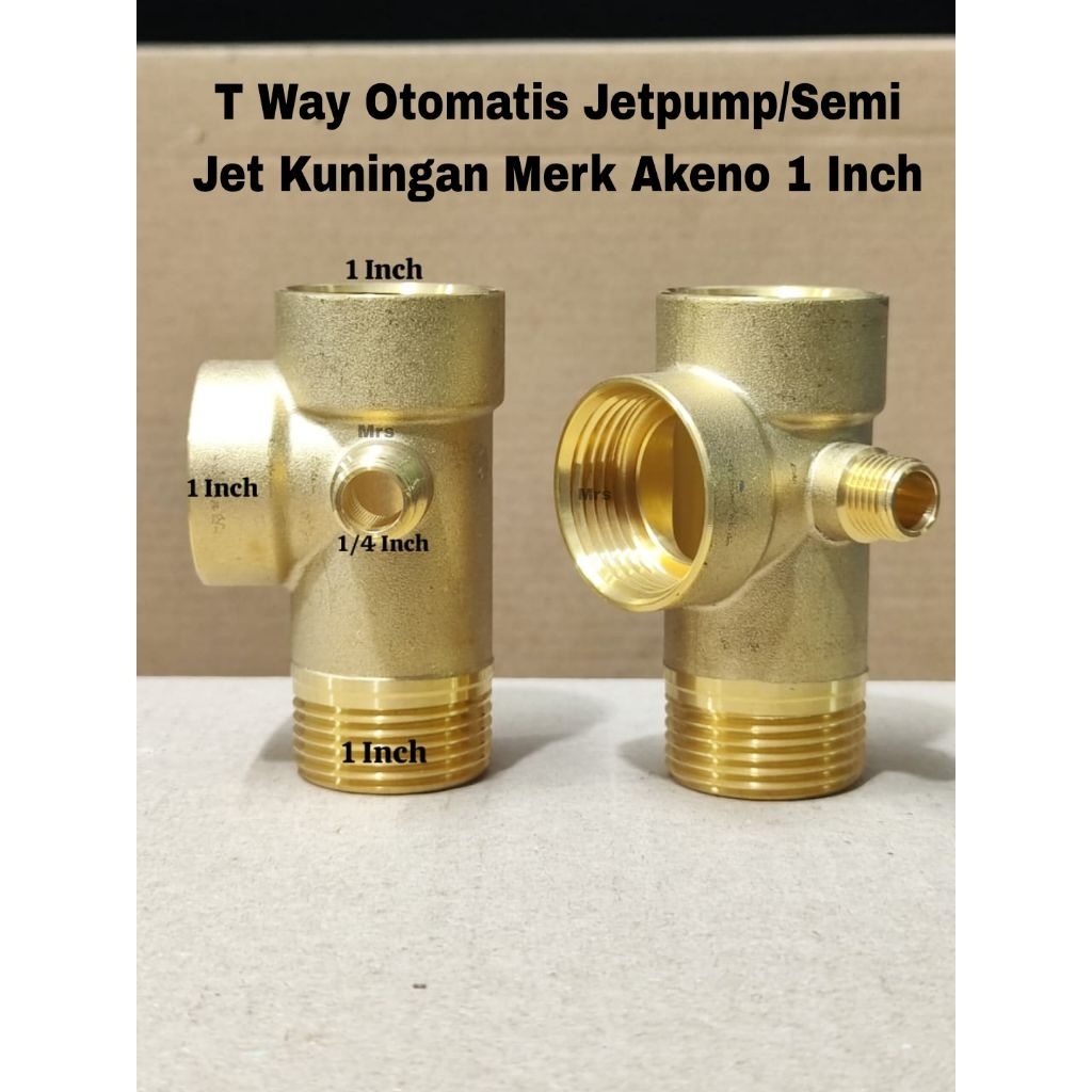 Akeno T Way Otomatis Kuningan 1 Inch Pompa Jetpump/Semi Jet / 4 Way Otomatis 1 Inch Akeno Drat