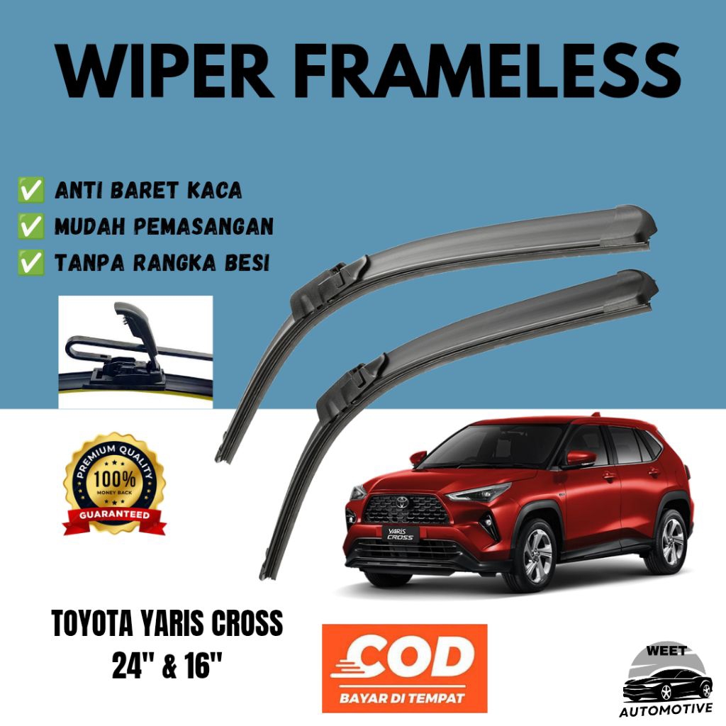 Wiper Frameless Kaca Depan Mobil Toyota Yaris Cross
