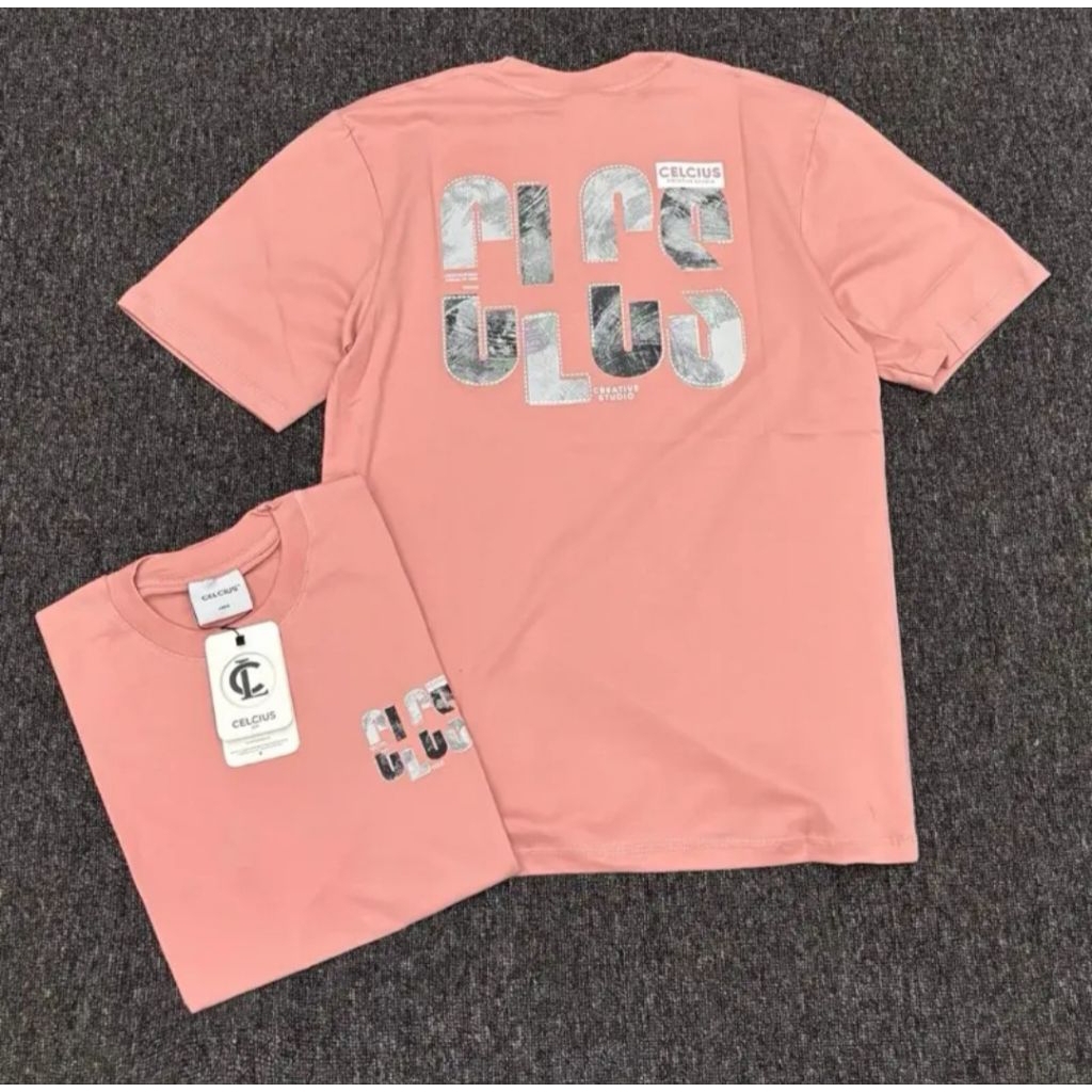 Kaos Distro Celcius Peach Grey Print Sablon