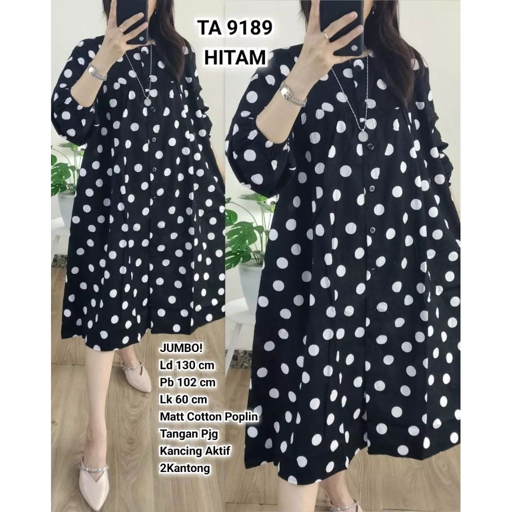 TUNIK POLKADOT JUMBO COTTON POPLIN 189/TUNIK JUMBO TERBARU