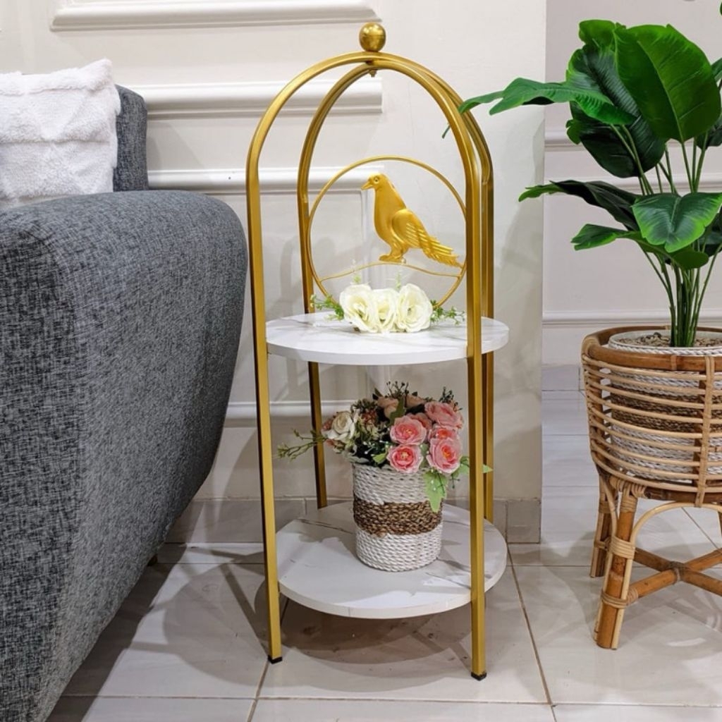 Rak Sudut Ruang Tamu Estetik 3 Susun Rak Hias Dekorasi Minimalis Rak Pajangan Serbaguna