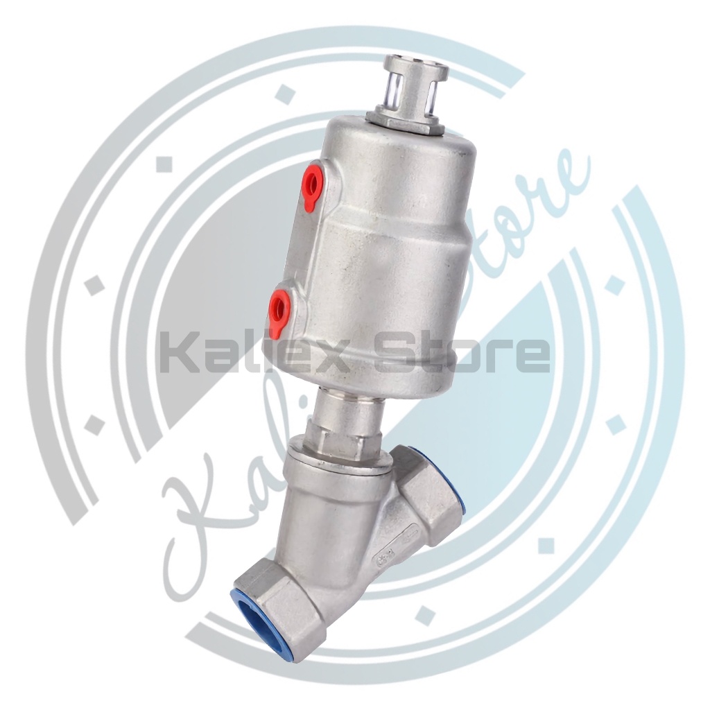 DN20 Double - Angle Seat Valve Double Acting Piston Valve Full Stainless Pressure 16 Bar Drat 3/4 In