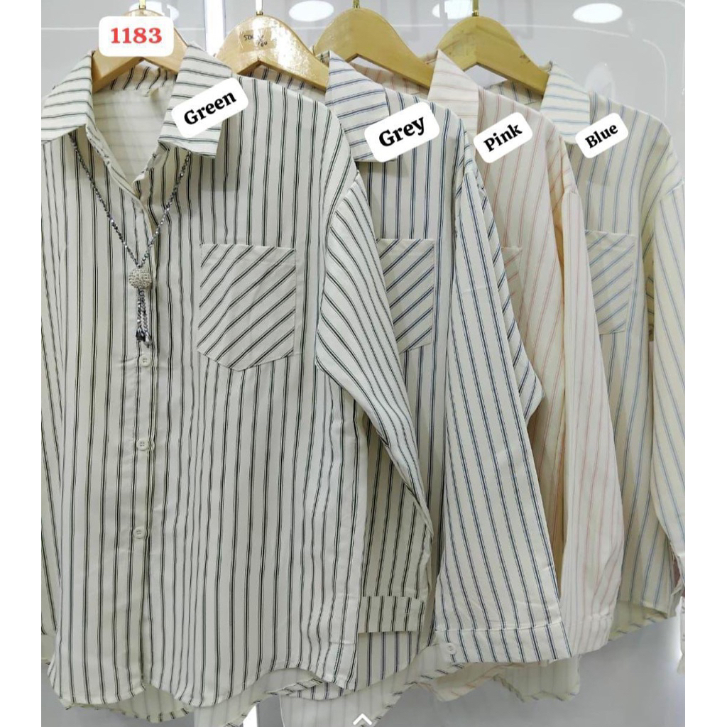 kemeja salur suede