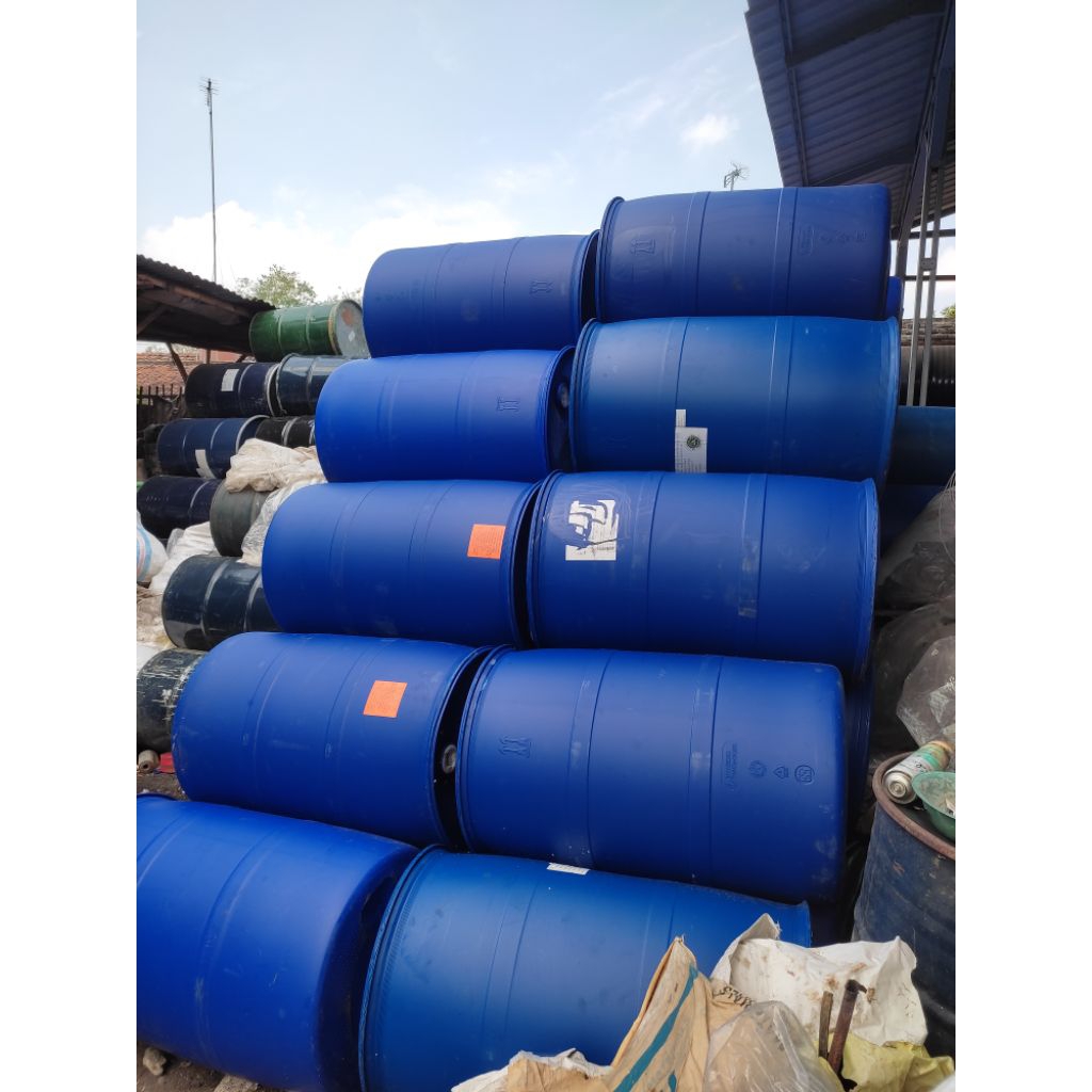 DRUM ATOM 200 LITER DRUM BIRU TANDON AIR DRUM POLIGEN