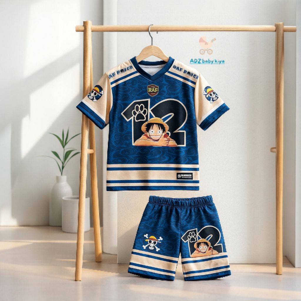 Setelan jersey anak one-piece Zoro Roblok 3-10 Tahun Baju Roblok one-piece Zoro anak unisex bahan Ad