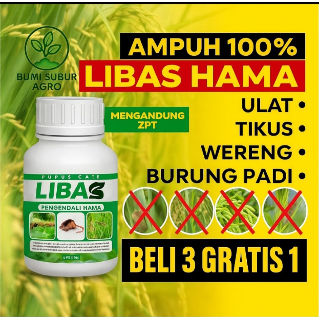 LIBAS Pengendali Hama Tanaman – Ampuh Usir Ulat, Wereng, Tikus & Burung Padi | Mengandung ZPT