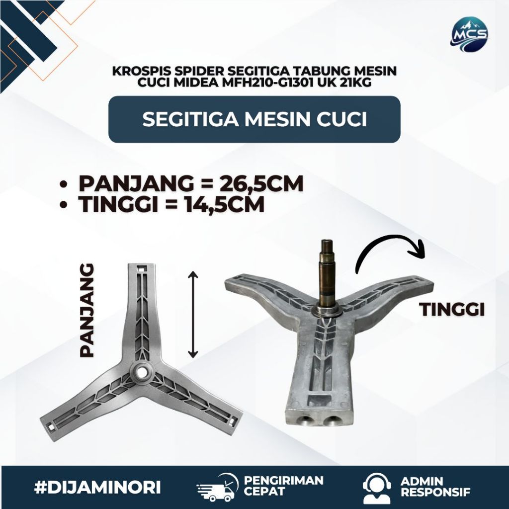 Baling Baling Krospis Spider Segitiga Mesin Cuci Midea MFP180 18KG