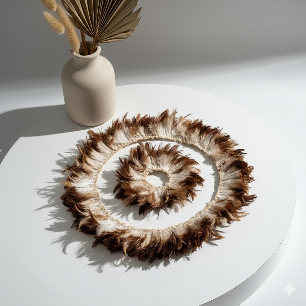 Bulu Ayam coklat harko horn 1 METER untuk Kemoceng Hiasan Kepala Adat Papua Dayak