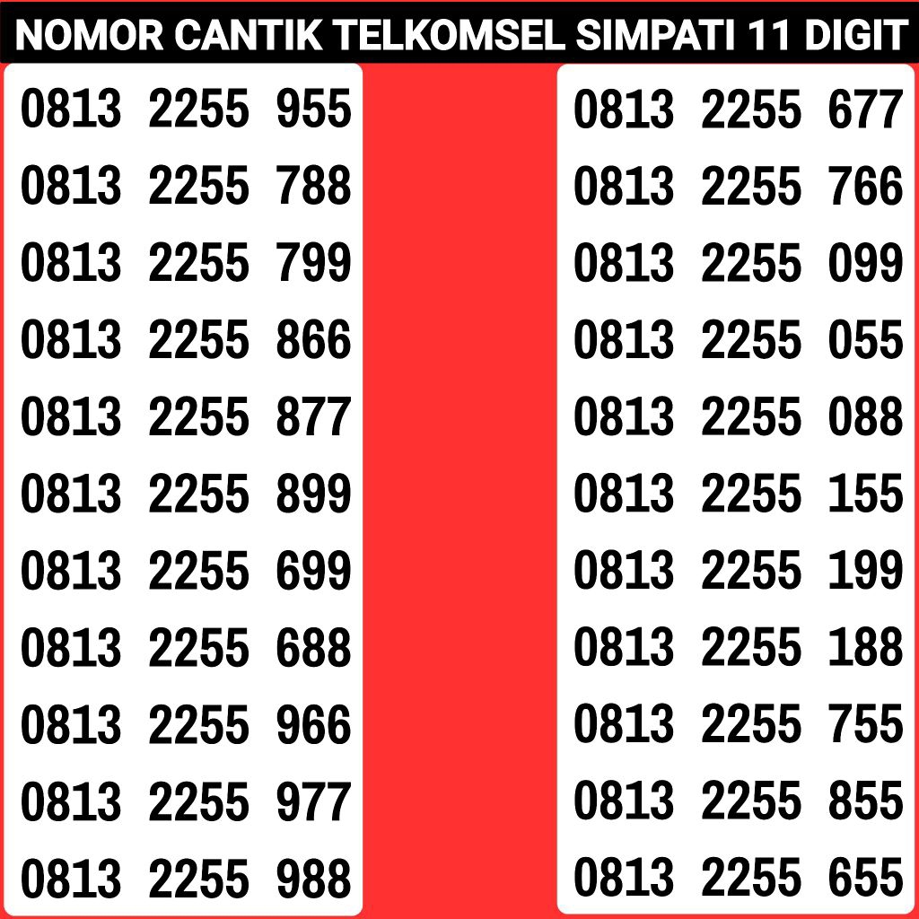 Kartu Perdana Telkomsel Simpati 11 Digit Nomor Cantik Telkomsel Simpati 11 Digit