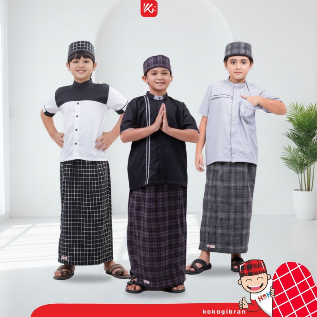 Set Anak KokoGibran / Set Sarkoci / Sarcelko / Baju Muslim Anak / Baju Musilm / Sarkoci Instan
