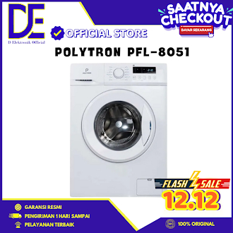 POLYTRON PFL 8051 Mesin Cuci Interver 8Kg Front Loading  PFL8051 8051PFL